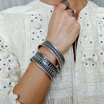 Etniczna srebrna bransoletka bangla