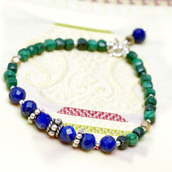 Bransoletka malachit i lapis lazuli