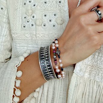 Etniczna srebrna bransoletka bangla