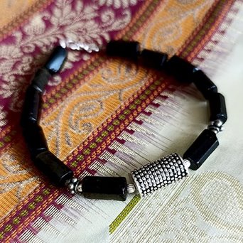 Czarna męska bransoletka obsydian