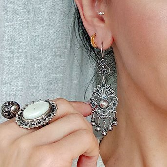 Orientalne duże kolczyki ze srebra